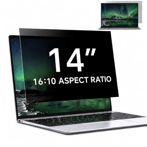 PinnWaa Sichtschutzfolie 14 Zoll 16:10, 301 x 188 mm Blickschutzfilter für Bildschirm, Anti Spy Privacy Filter, Abnehmbare Displayschutzfolie, Blaulichtfilter Blendschutz Kratzfest Anti-Fingerabdruck