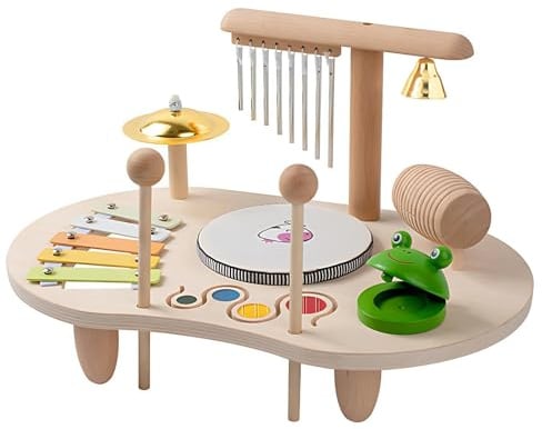 Ensemble De Batterie pour Enfants en Bois, Jouet Musical pour Enfants 8 en 1, Ensemble De Batterie De Jouets d'apprentissage Montessori avec Xylophone, Ensemble De Batterie pour Enfants, C