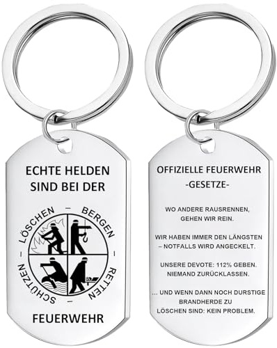 Schlüsselanhänger Feuerwehr für Männer – Geschenk & Zubehör für Feuerwehrmann, Jugendfeuerwehr – Glücksbringer-Anhänger inkl. Geschenkbox, perfekt als Dankeschön oder Geburtstagsgeschenk für Kollegen