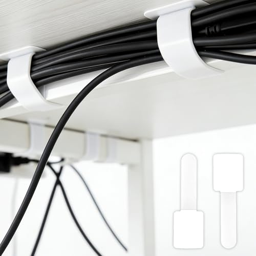 30 Stück Kabelmanagement Schreibtisch Weiß – Selbstklebende Kabelhalter & Kabelkanal, Gaming Zubehör & Büro Organizer, Ideal für Homeoffice & Spielzimmer