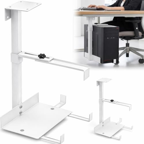 Lifegogo PC Halterung Unter Schreibtisch: PC Wandhalterung Höhenverstellbar bis 54.5cm bis 30kg Belastbar für Desktop Computer aus Stahl für Büro Arbeitsplatz Homeoffice Nutzer