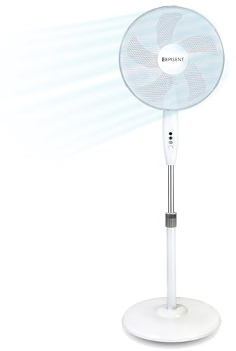 EPISENT 16 Inch Pedestal Fan, White