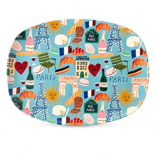Rice Melamin Tablett Paris Mon Amour, 30 x 21,5 cm, BPA-frei, spülmaschinenfest, leicht & bruchfest, buntes Serviertablett Frühstückstablett Snackplatte