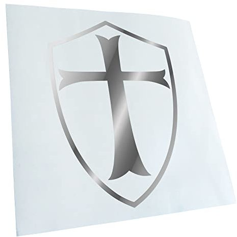 Kiwistar - Autoaufkleber - Chrom - 14x10cm Kreuzritter Schild - Heckscheibe Auto Aufkleber wetterfest für Kfz LKW Mofa Truck - Sticker außen selbstklebend Tuning Zubehör für Fenster Fahrzeug Scheibe