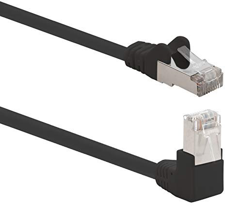 1aTTack.de 366167 Câble réseau Cat.6 angle 90 degrés 1m - noir - 1 pièce - Câble patch Cat6 (SFTP PIMF) 1000Mbit/s Connecteur Rj 45-1 x 1m mètre noir