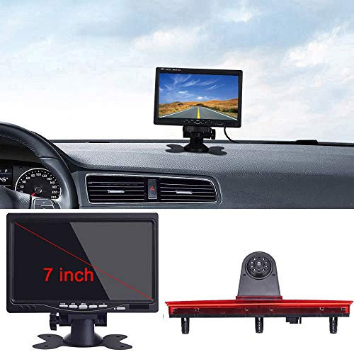Bremsleuchte Rückfahrkamera Bremslicht Rückansicht mit Nachtsicht Wasserdicht Rückfahrsystem + 7 LCD Auto Monitor für VW T5 Bus Transporter Multivan Caravelle Business 2003-2015