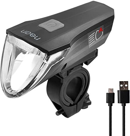 nean CREE LED 60 LUX Akku Fahrradlicht mit stufenloser Lichtautomatik und StVZO Zulassung, Fahrradlampe, Fahrrad Frontlicht, Fahrradleuchte vorne, Scheinwerfer mit 3 Helligkeitsstufen, schwarz