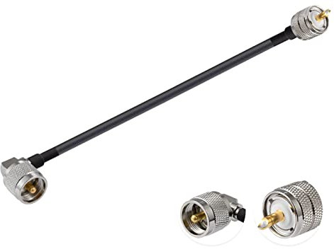Vecys PL 259 Cable Jumper UHF Macho PL-259 a UHF Macho PL-259 Cable Coaxial Digital de Baja Pérdida en Ángulo Recto RG58 12 / 30CM para Walkie Talkie HAM y CB Radio SWR Medidor de Antena Analizador