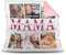 Foto-Kissen selbst gestalten - Mama wir lieben Dich - Collage mit 6 Fotos & Namen - Geschenk für die Beste Mama von Kindern - inkl. Füllung, Farbkissen Rückseite Rosa, 40x40 cm