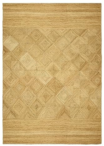 CASAVANI Primium Quality Jute Rug 8x10 Kelim Rug Area Rug Area Rug Hand Braided Rug Geometric Pattern Beige Hand Woven Rug Flat Weave Rug Indoor Outdoor Rugs for Bedroom Living Room