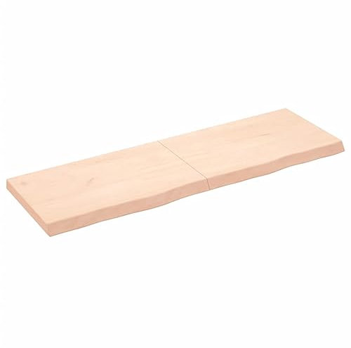 vidaXL Waschtischplatte, Tischplatte für Badezimmer, Massivholzplatte mit Naturkante, Holzplatte Arbeitsplatte Bad Waschtischkonsole Platte, Massivholz Unbehandelt