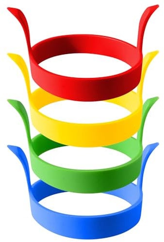 Vanyibro 4 Pcs Silicone Egg Rings for Frying,3.15 inch Non Stick Fried Egg Moulds with Handle, Heat-Resistant Pancake Moulds for Eggs, Pancakes, McMuffins