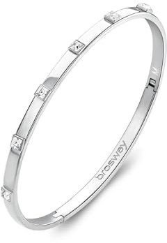 Brosway Bracciale Donna, Bracciale Rigido in Acciaio e Cristalli | Collezione With You - BWY58