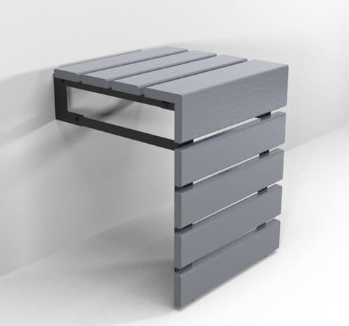 Siège de douche mural pliable en bois de teck fait à la main, tabouret de douche intérieur pour personnes âgées, handicapées, enceintes et handicapées, banc d'extérieur pliable résistant à l'eau (gris