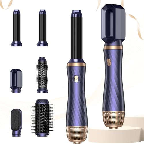 6 in 1 Airstyler Stylingbürsten Set-Haartrockner Thermal Brush für Alle Haartypen,1000W Hairstyler mit Haartrockner, Föhnbürste, Warmluftbürste, Rundbürstenföhn, Automatischem Lockenföhn, Glättbürste