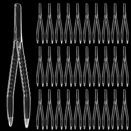 Pinzette in Plastica, Tick Remover,50 pezzi Pinzette Sterili, Pinza per Zecche,Pinzetta per Rimozione Zecche,per Artigianato,Medicazione,Garza,Laboratorio,Scuola, Scienze Elementari