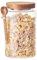 Eden & Willow Glass Kitchen Storage Jar with Acacia Lid and Wooden Spoon | Borosilicate Glass Food Canister with Spoon Holder | BPA-Free Mason Jar for Sugar, Spices, and Dry Foods (1, 1L)