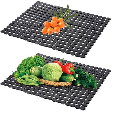 Jortmrd 2 Stück Spülbeckeneinlage 40x30 cm Spülbeckenmatte Zuschneidbar Spülmatte für Spülbecken Einlage Matte PVC Schnell Ablaufend für Protektoren Küchenspüle (Schwarz)