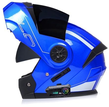 ZHTBATE Adults Klapphelm Mit Bluetooth, Motorrad Integrierter Bluetooth-Helm Mit Doppelvisier, Motorradhelm Sturzhelm Für Herren Und Damen ECE Genehmigt - Automatische Reaktion