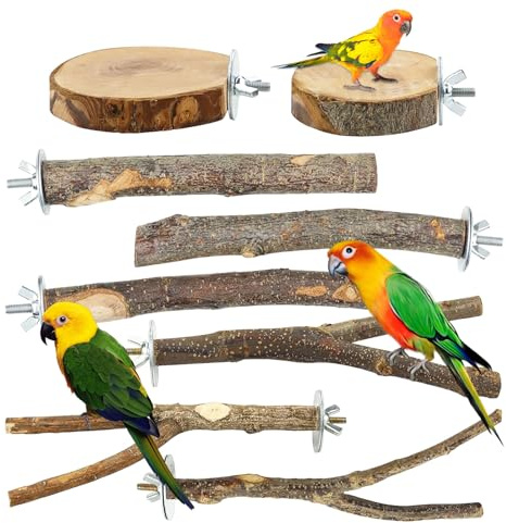 8 Stück Natur Sitzstangen Set für Vögel Naturholzstangen Vogelständer | Vogelzubehör Sitzstangen Vogelspielzeug Holz Natur Sitzstangen Wellensittich Sitzstangen für Wellensittich Vogelkäfig Zubehör