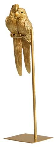 Milisten Kreative Tischdekoration mit Papageienmotiv aus Harz und Legierung Goldene Paar Statue für Wohnzimmer und Zuhause Einzigartige Deko