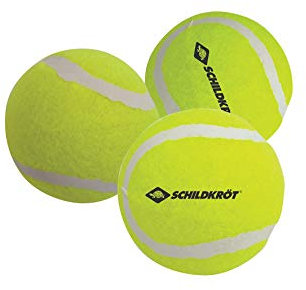 Schildkröt® Freizeit-Tennisbälle, 3 Stück, drucklos im Meshbag, gelber Filz, für das erste Tennis-Spiel auf der Straße, im Hof, 970048, gelb