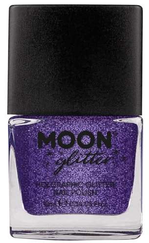 Holographic Glitter Nail Polish by Moon Glitter - Purple - Sparkle and Shine Nail Varnish - 10ml