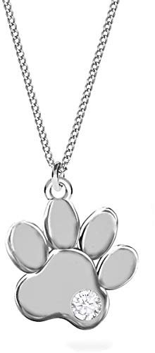 Goldene Hufeisen Pfötchen mit Zirkonia Anhänger 40cm Kette 925 Echt Silber Pfote Mädchen Jungen