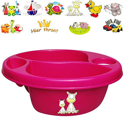 alles-meine.de GmbH 3 Kammer - Schüssel/Waschschüssel/Kinderwaschbecken - pink - rosa Motiv-Mix - Mädchen Bieco - mit Seifenablage - Organizer - Reinigungsmittel Aufbewah..