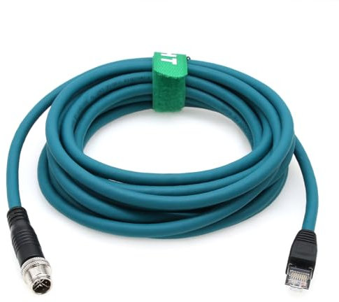 HangTon M12 Ethernet Cable Gigabit RJ45 Cat7e con codificación X code de 8 pines para sensor de cámara industrial Cognex (10 metros)