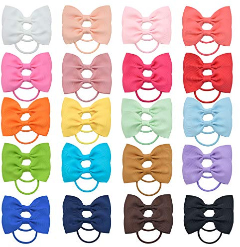 40 st bebisflickor hårrosetter hårband grosgrain band elastiskt hår gummiband hästsvanshållare hårtillbehör för barn småbarn