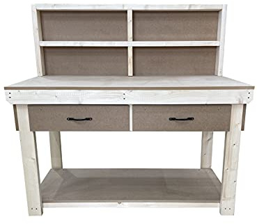 Arbor Garden Solutions Wooden workbench 18mm MDF top with drawers and back panel - industrial heavy-duty garage storage table (V.1) (6ft)