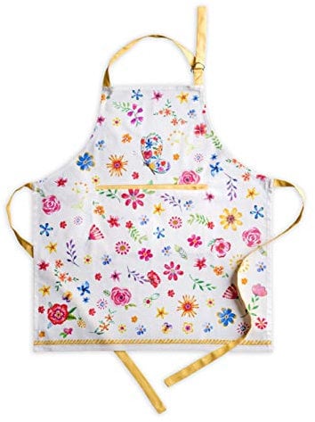 Maison d' Hermine Apron for women with Pocket 100% Cotton 85 cm x 70 cm 1 Piece Adjustable Neck Strap & long ties Apron Men, Chef, Wedding, Cooking, Gardening, Server (Happy Florals - Sweety)