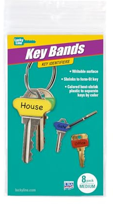 Lucky Line Colorful Key Bands - Key Identifiers Medium, 8 Pack (17108)