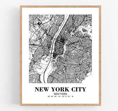 Eleville 33x48 cm, ungerahmt, New York City New York City View Abstrakte Straße, moderne Karte, Kunstdruck, Poster, Wand, Büro, Heimdekoration, Heimatstadt, Einweihungsfeier wgn420