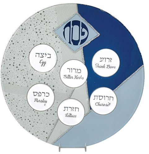 Rite Lite Placa de cristal azul con detalles plateados de purpurina para pesaj.