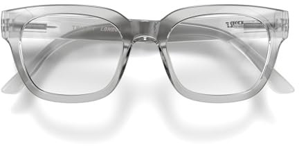 LONDON MOLE Brillen | Tricky Lesebrille | Rechteckige Lesebrille | Coole Leser | Stilvolle Lesebrille | Herren Damen Unisex | Federscharniere | Transparent | + 2,0 Vergrößerung
