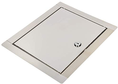 KOTARBAU® Puerta de inspección, 20 x 30 cm, Acero inoxidable, Panel de acceso, Compuerta de fácil acceso, Puerta de revisión, Trampilla para pared o techo, Plateada, Cerradura con llave