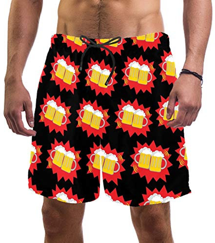 Short de bain pour homme à séchage rapide avec poche Verre à bière - Multicolore - L