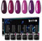 Beautilux Smalti Semipermanenti per Scuro Viola, 6 Pcs Smalto Semipermanente Scuro Viola Glitterato, Soak Off UV Smalto Per Unghie per Manicure 10ML