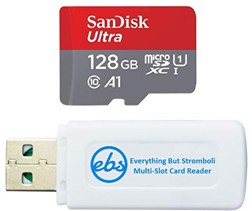 SanDisk 128GB Micro SDXC Ultra Memory Card for Switch OLED Model Nintendo Gaming System (SDSQUA4-128G-GN6MN) Class 10 UHS-1 Bundle with (1) Everything But Stromboli SD & MicroSD Memory Card Reader