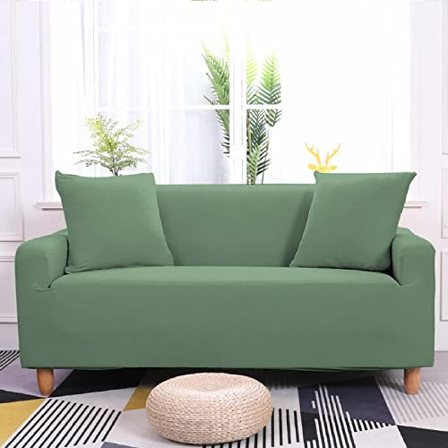 ZAHHYG Sofabezug Ecksofa Vintage-Grün Sofaüberwurf Sofa Überzug Stretchy Couchbezug Sofa Bezug Ecksofa Überwurf Sofabezüge Antirutsch Sofahusse Jacquard Sofaüberzug 4 Places (235cm-300cm)