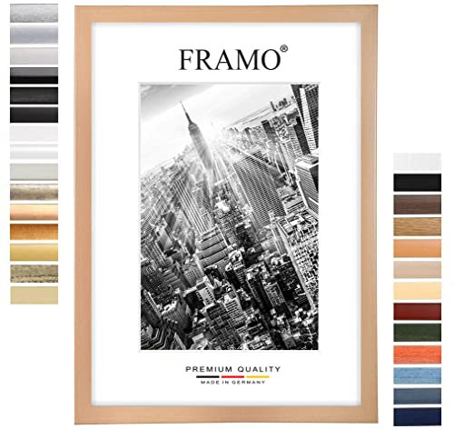 FRAMO35 80x100 Cadre Photo (Hêtre), Cadre en Bois MDF de 35 mm de Large avec vitre en Verre synthétique incassable et Anti-reflet et paroi arrière Stable