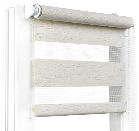Fenster DEKOR - Rollos für Fenster Bahamabeige - Klemmfix Rollo ohne Bohren 120 x 75 cm - Doppelrollo mit einer breiten Auswahl an Größen und Farben - Blickdichte Rollos, einfach zu montieren