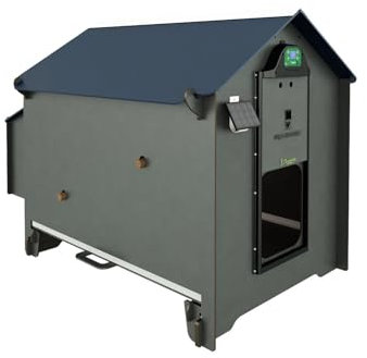 Hühnerstall für 9/12 Hühner POLLY CLASSIC GREY Größe 2XL inklusive automatischem Türöffner Auto-Defender Hühnerstall aus Laminat hpl milbendicht rot