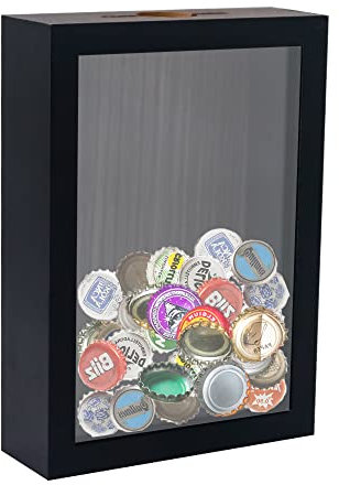 GraduationMall 13x18cm 3D Bilderrahmen für Tickets Shadow Box mit Slot,Rahmen zum Befüllen Speicherbox Weinkorken Muscheln Geschenke Vitrine Schwarz