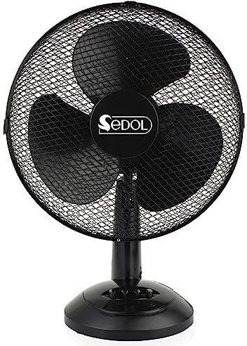 Sedol 12″ Desk Fan – Quiet Oscillating Table Fan with 3-Speed Settings & Adjustable Tilt – Portable Electric Air Circulator for Summer Heat Relief in Bedroom, Office, or Home