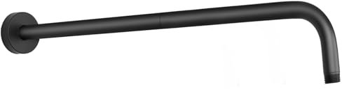 HarJue Braccio doccia con flangia e nastro in teflon, montaggio a parete, in acciaio inossidabile 304, braccio di prolunga per soffione fisso e palmare (50,8 cm, nero opaco)
