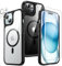 TAURI 3 in 1 Magnetic Case for iPhone 15 Case 6.1 [Military Grade Drop Protection] with 2 Screen Protector, Transparent Slim Fit Designed for Magsafe Phone Case- Black