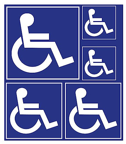 Autocollant Vinyl Waterproof Protection Anti-UV - Sticker Adhésif Signalétique Laminé Plastifié Résistant à l'eau et aux UV - Voiture Porte Handicapé Parking, Toilette WC Panneau - Lot de 5